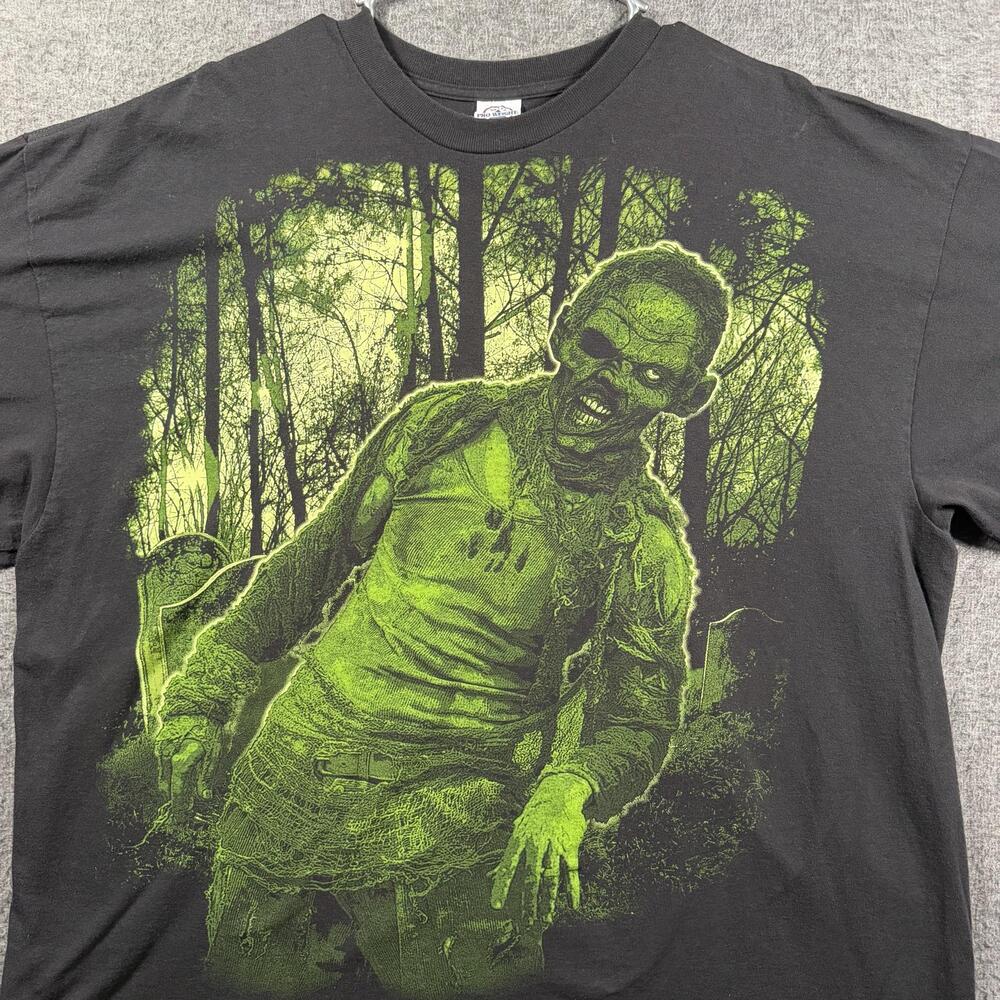 Green Zombie Horror Tee Delta Pro Weight Shirt Mens 3XL Black Forest Graphic Y2K